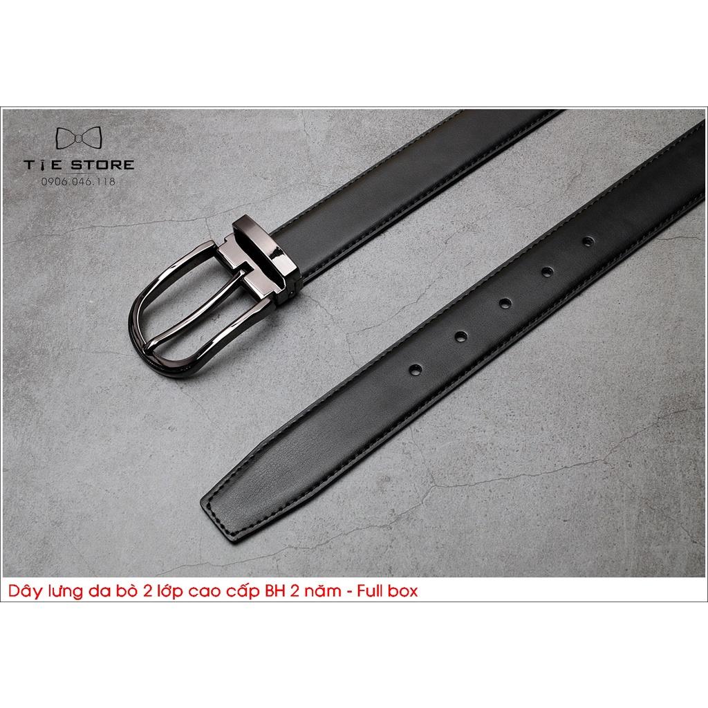 Thắt Lưng Nam Da bò 2 lớp, dây lưng công sở cao cấp BH 2 năm Full box - Khóa kim