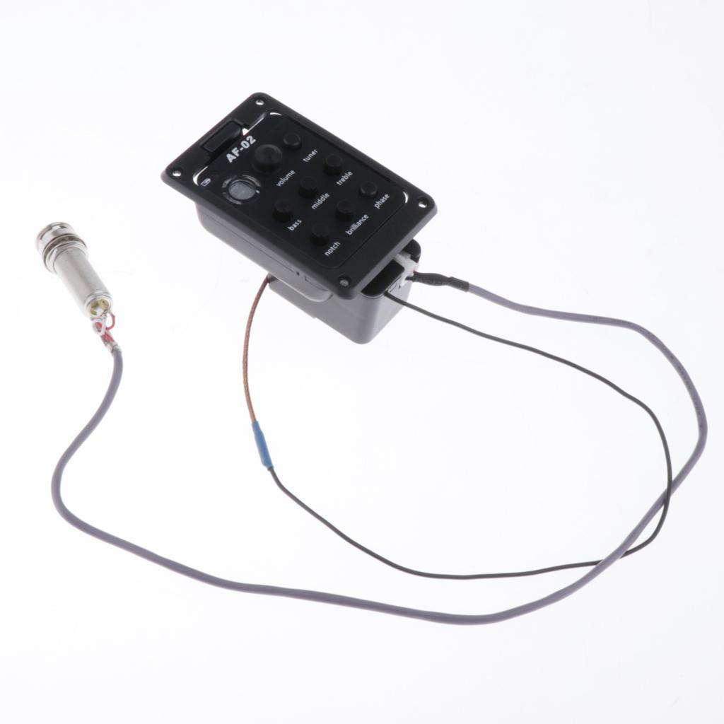 4 Band EQ Equalizer Acoustic Guitar Preamp Piezo Pickup Tuner Black