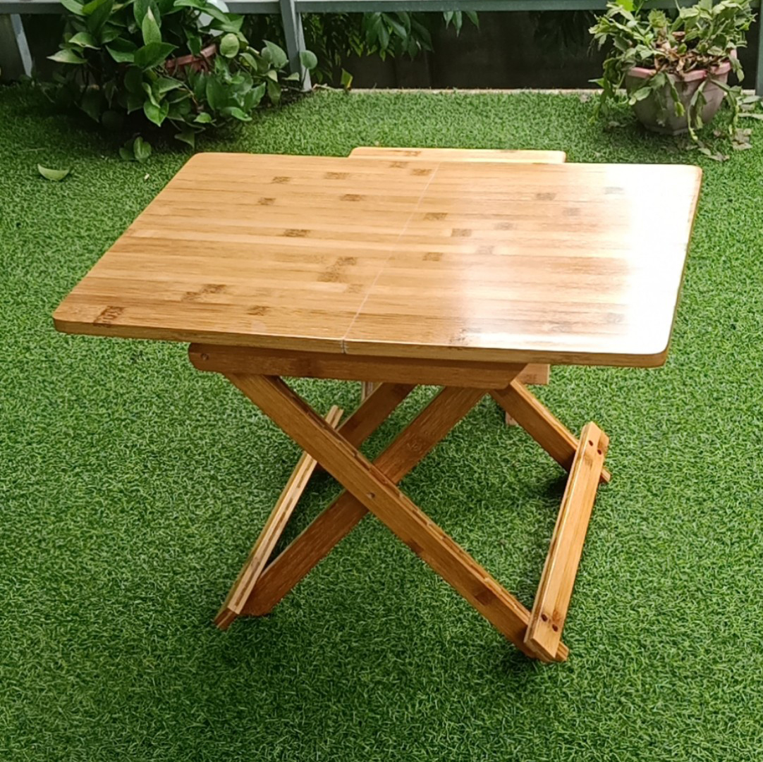 Bàn gỗ gấp xếp mini gấp gọn để được cốp ô tô bằng gỗ Tre Tự Nhiên Màu Vàng Vân gỗ Tre rất đẹp, Dùng để di du lịch,dã ngoại - Bàn gỗ gấp gọn đi dã ngoại du lịch