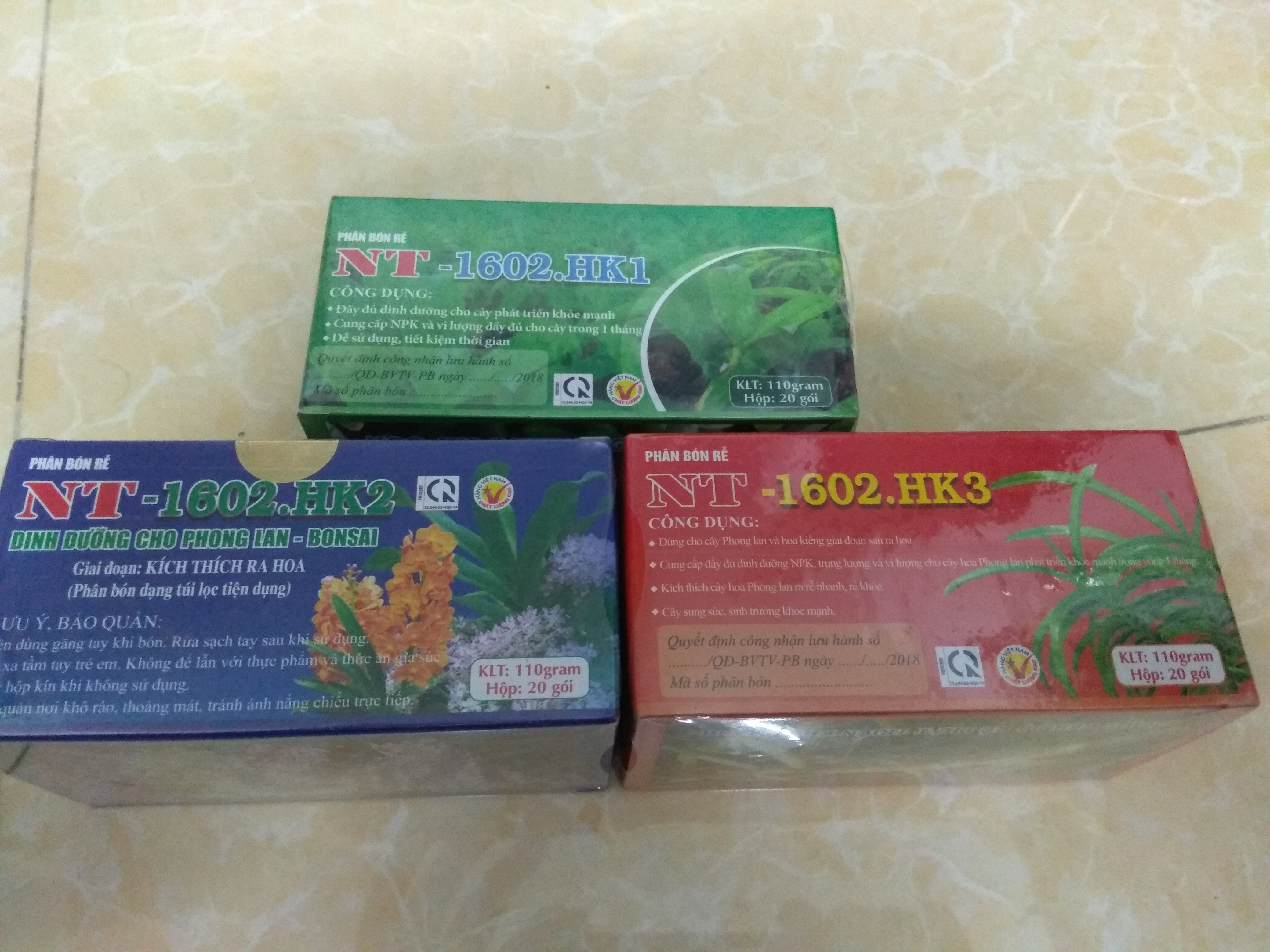 Combo 3 hộp loại túi lọc nuôi cây con đến trưởng thành, ra hoa, dưỡng cây sau ra hoa- HK1,HK2,HK3, hộp 20 gói
