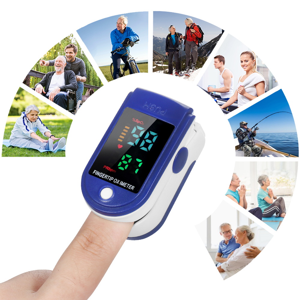 Thiết Bị Kiểm Tra Nhịp Tim, Kiểm Tra Nồng Độ Oxy Màn Hình Màu Kèm 2 pin AAA