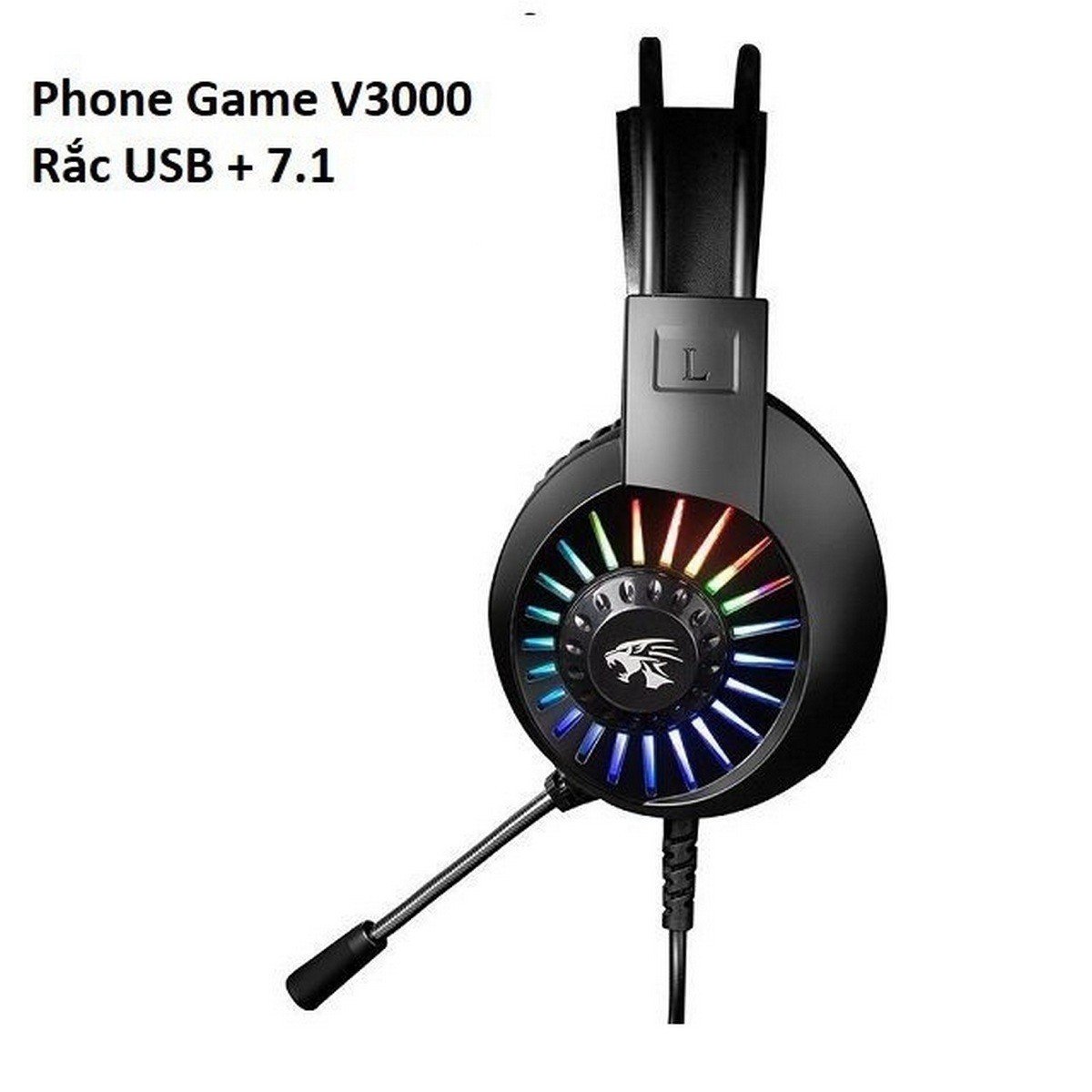 Tai Nghe Headphone V3000 Led Cầu Vòng Đầu Báo Jack Usb 7.1 Nghe Hay