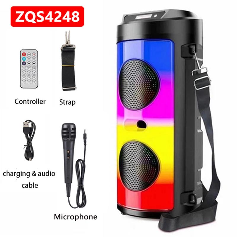 Loa Di Động Bluetooth 30W Không Dây Cột Công Suất Lớn Âm Thanh Nổi Bass Đảng Loa Có Micro Karaoke Họ USB Color: 20W ZQS4248 Set Type: with mic