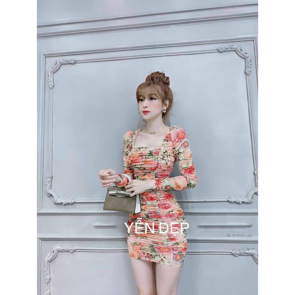 ĐẦM NỮ BODY TAY DÀI NHÚN THÂN THỜI TRANG THIẾT KẾ