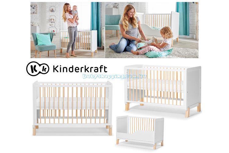 GIƯỜNG CŨI / NÔI GỖ ĐA NĂNG 2IN1 KINDERKRAFT NICO - (CÓ PHỤ KIỆN NỆM)