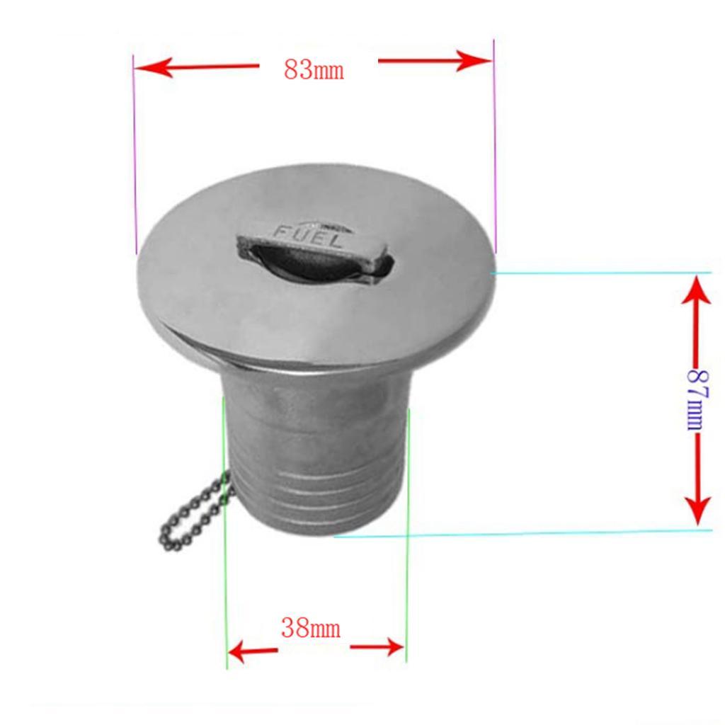 Practical Boat Deck Fill / Filler Keyless Cap 1-1/2 Inch  316 Stainless Steel
