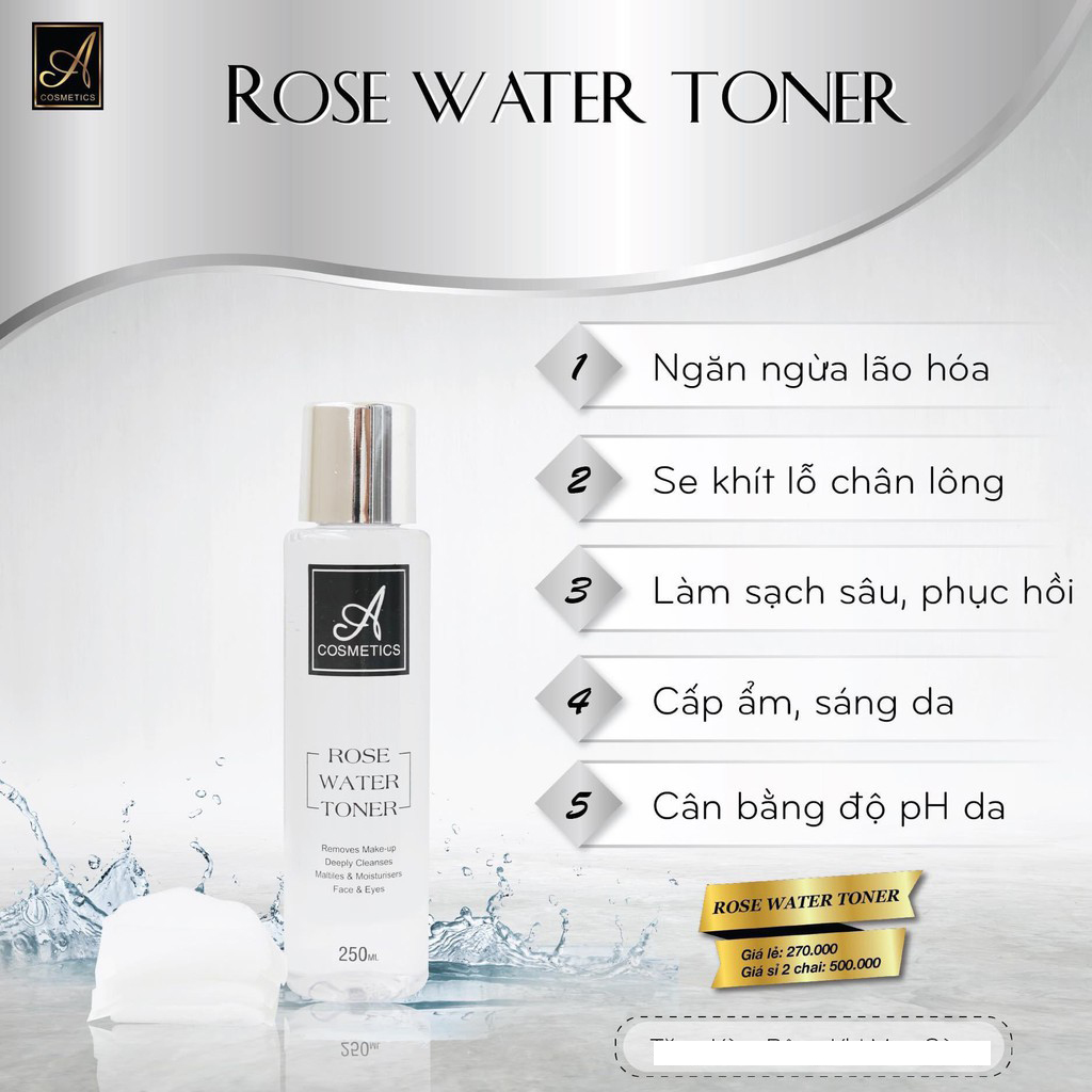 Nước Hoa Hồng Toner Thảo Dược Water Rose ACosmetics