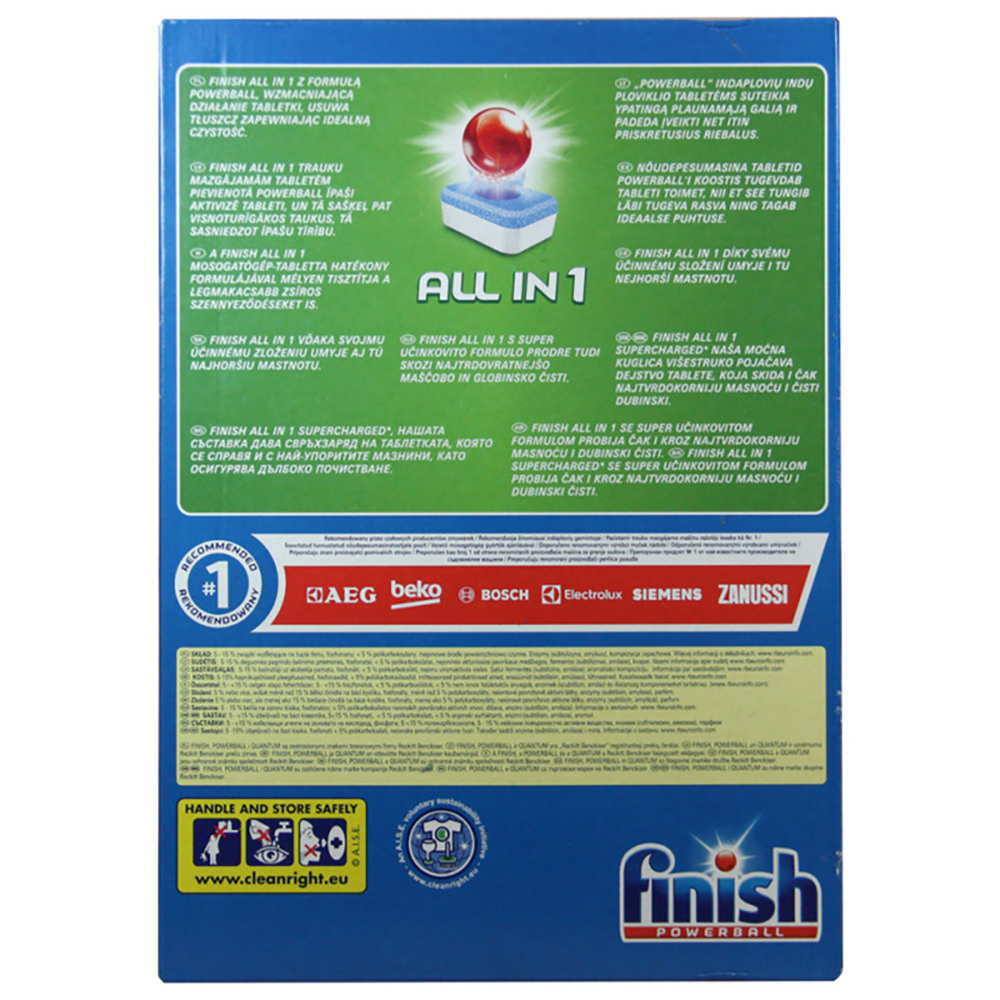 Hộp 100 viên rửa chén Finish All In 1 Dishwasher Tablets QT04592