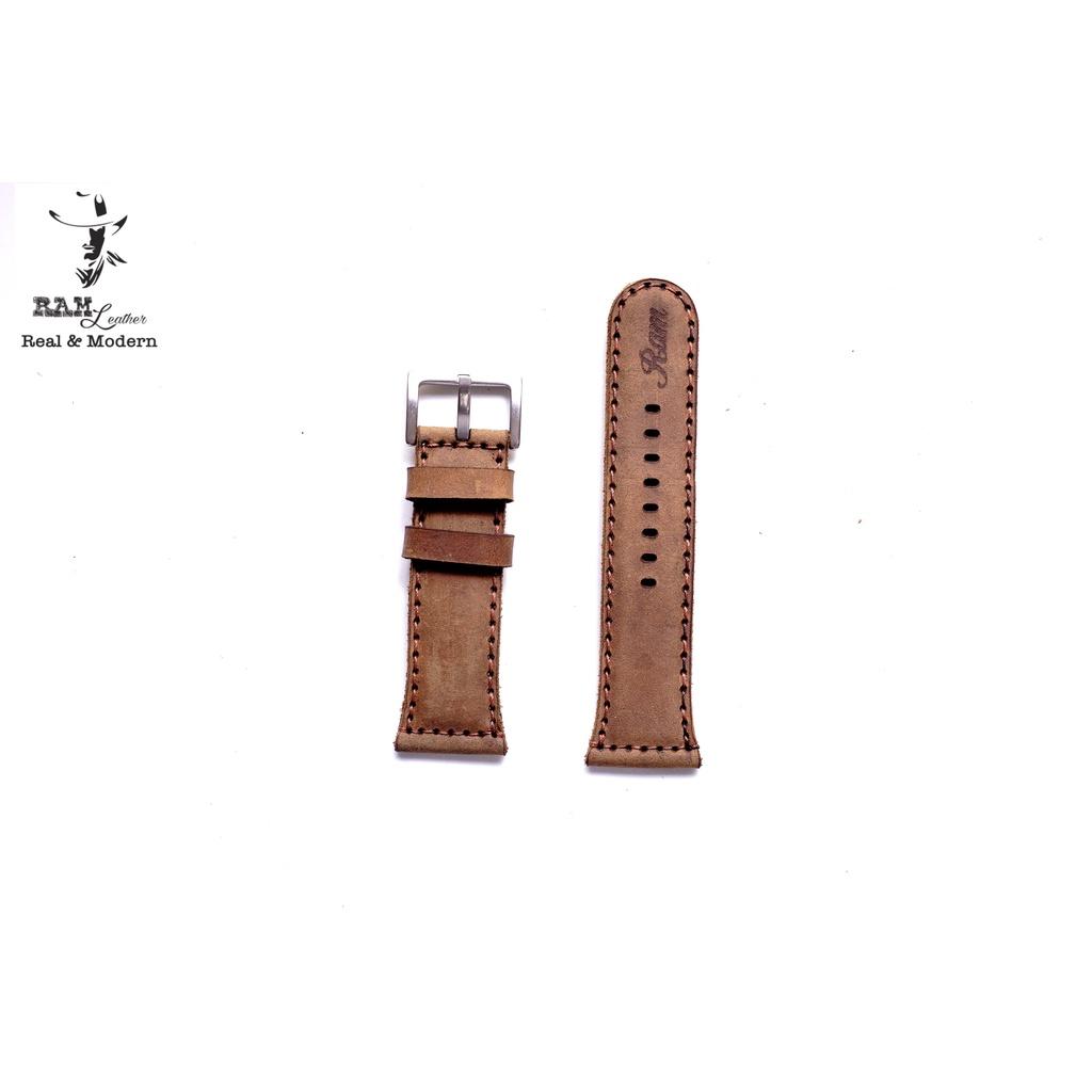 Dây đồng hồ Apple Watch da bò sáp ngựa nâu đất 26mm - RAM Leather
