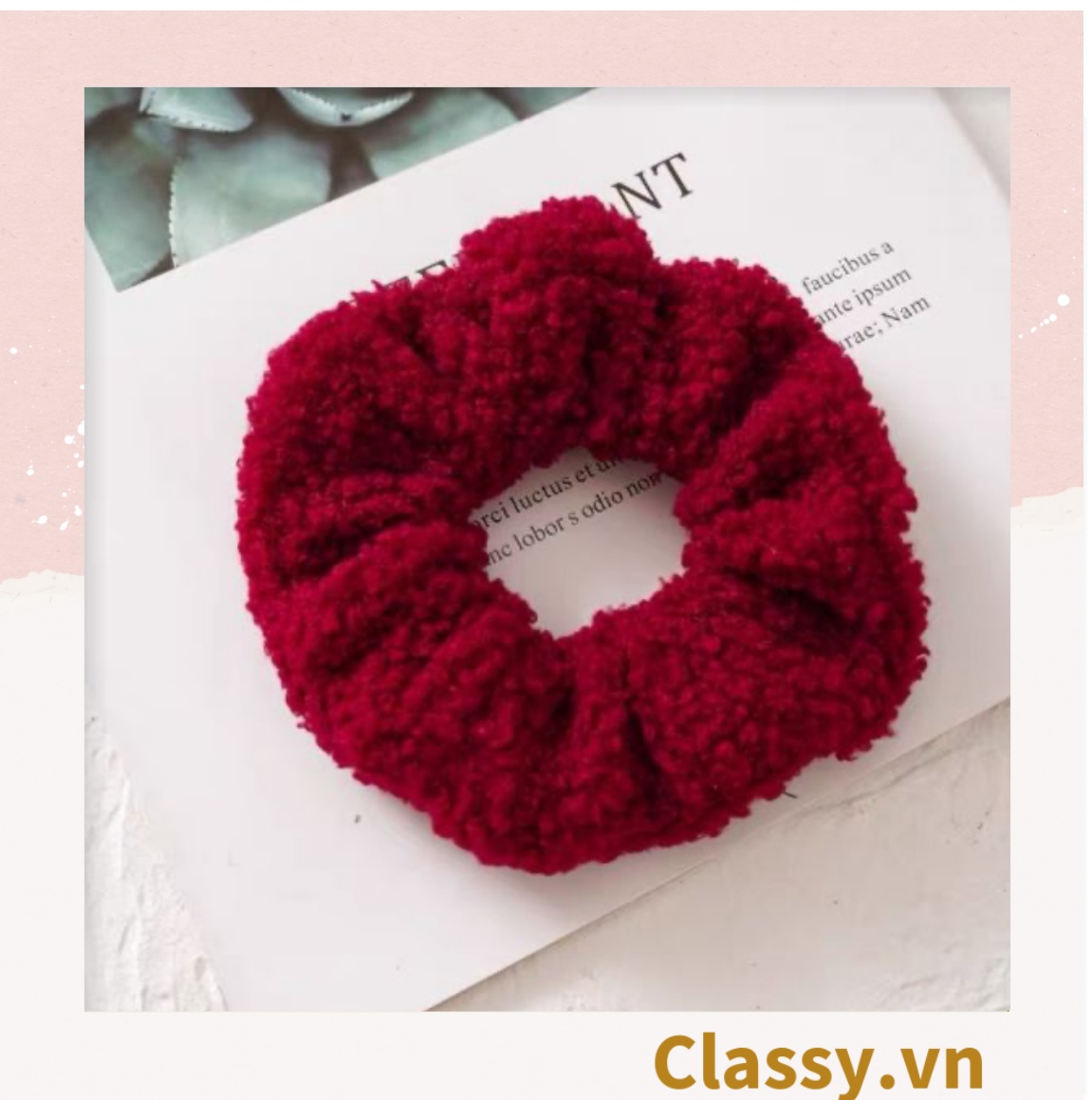 Dây cột tóc vải Scrunchies lông cừu bền chắc PK219