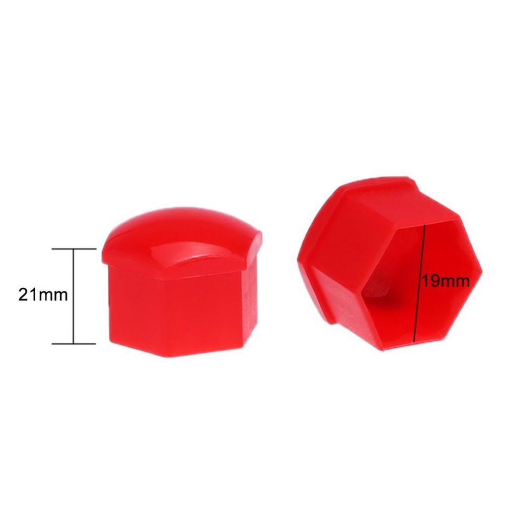 20pcs Universal 19mm Wheel Nut Covers Lug Nut Caps Screw Protector Red