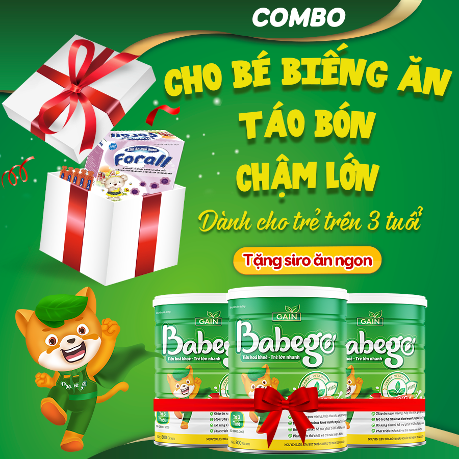 (TẶNG 1 MÁY SẤY) Combo 3 lon sữa mát tăng cân, cải thiện biếng ăn, táo bón Babego 3 tuổi trở lên