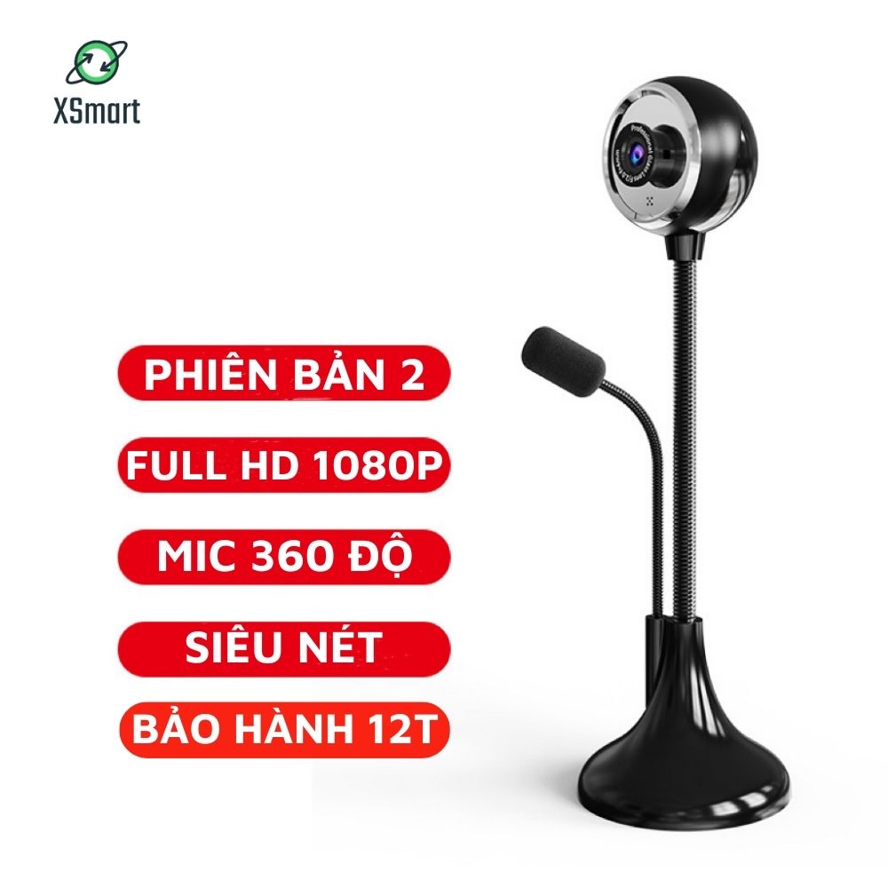 Webcam máy tính có mic xoay 360 A09 FULL HD NEW 2023 cao cấp dùng học tập, live camera trên pc laptop - Hàng Chính Hãng