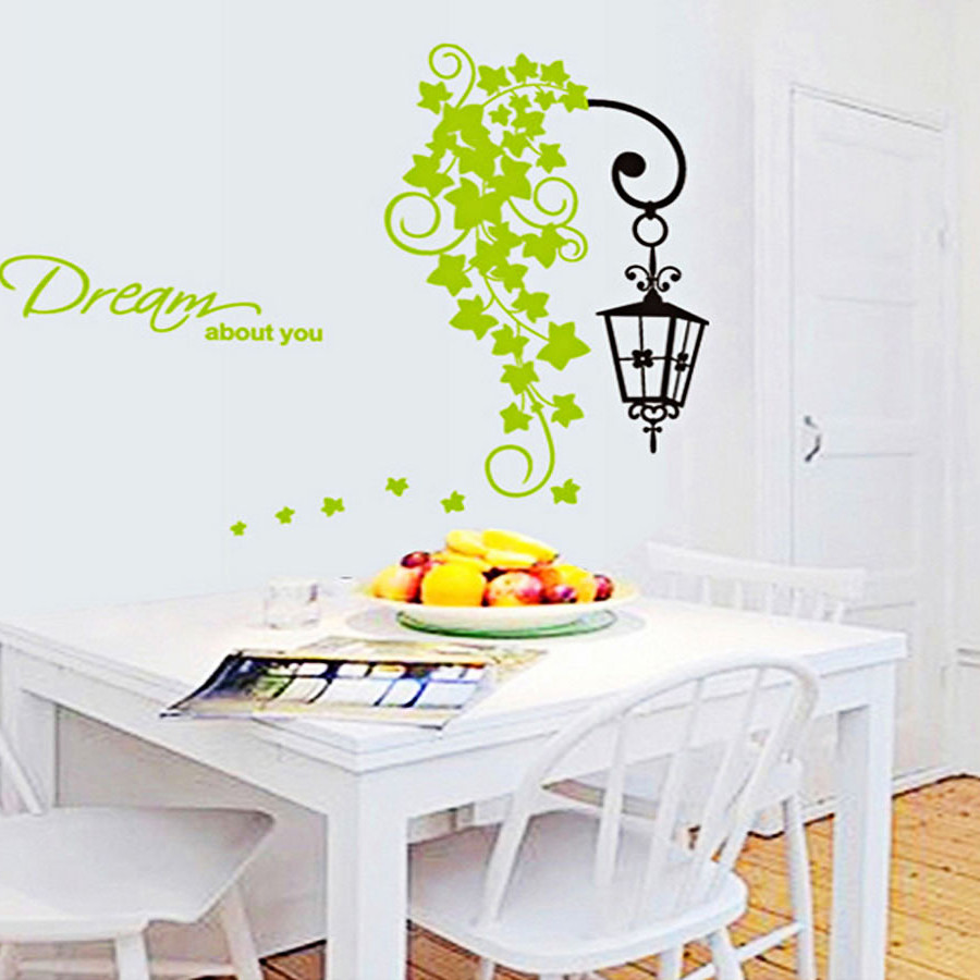 Decal dán tường cột đèn xanh dream