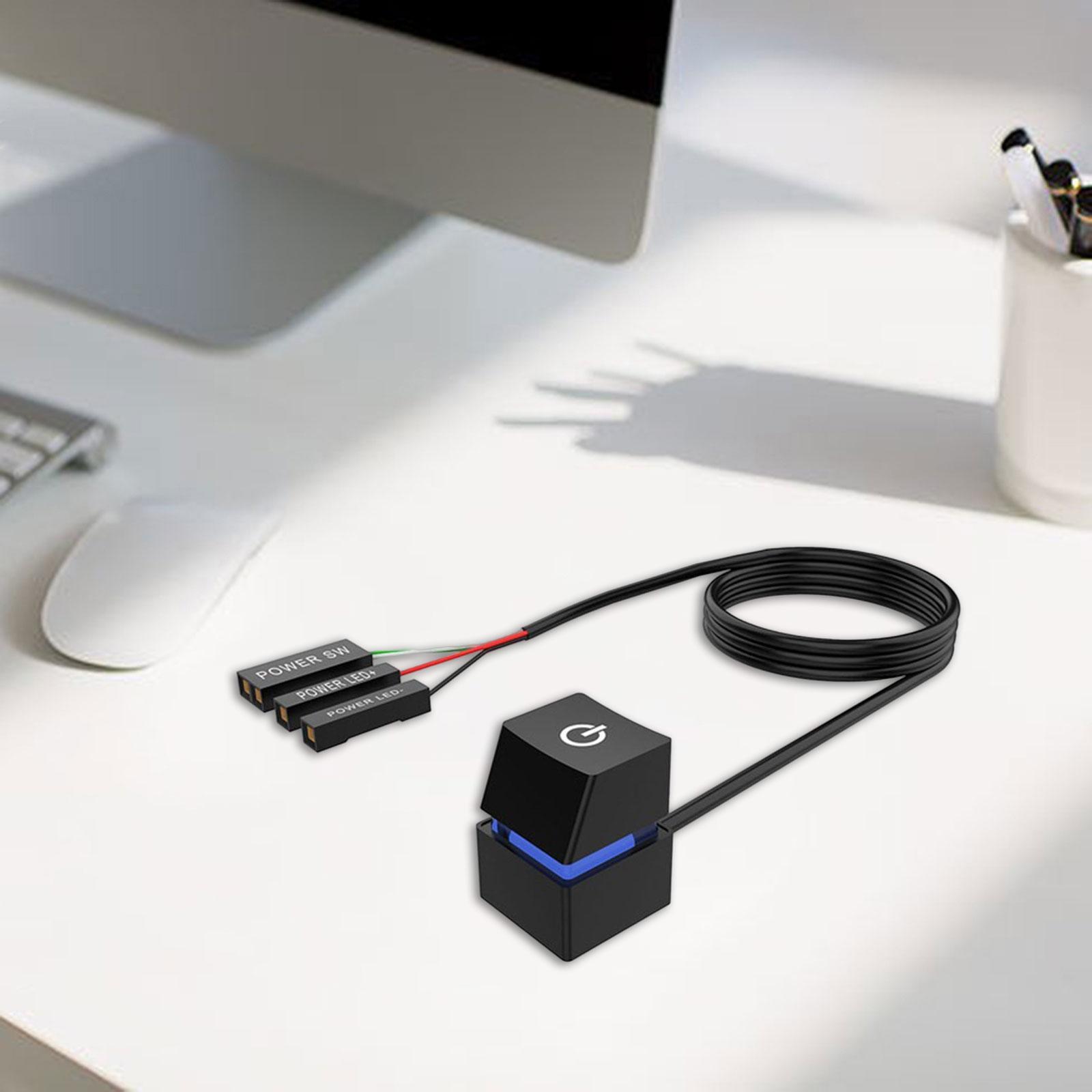 Power on Off Button with Extension Cable External Remote Switch Button for Desktop