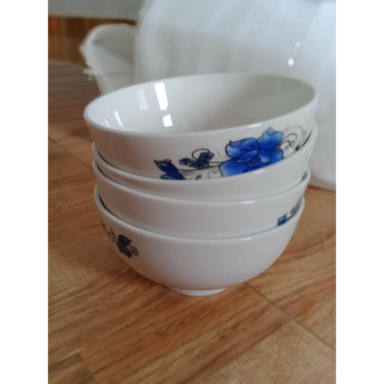 Bộ 5 chén ăn cơm loại lớn 11cm in hoa ngẫu nhiên cao cấp