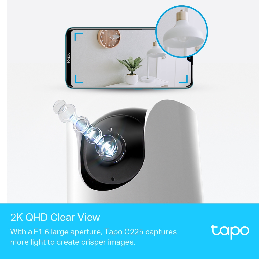 Camera WiFi AI An Ninh TP-Link Tapo C225 | Độ phân giải 2K 4MP | Dễ dàng cài đặt | Hộ trợ HomeKit | Bảo hành 24 tháng | Hàng Chính Hãng
