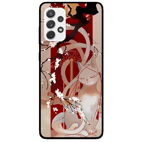 Ốp lưng dành cho Samsung Galaxy A32 - A52 - A72 - mẫu Mèo Cành Hoa Đào