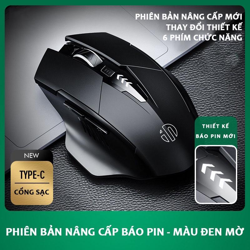 Chuột không dây bluetooth pin sạc INPHIC PM6 có đèn báo pin, SILENT chống ồn bấm cực êm - Chuột Bluetooth cho máy tính - Hàng chính hãng