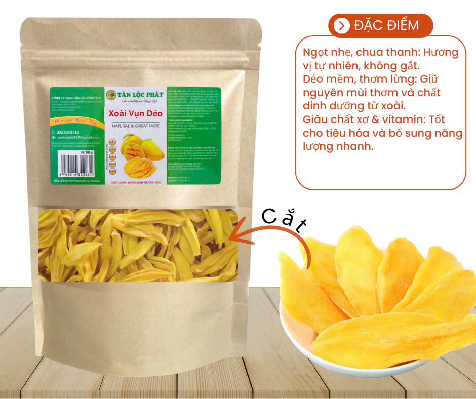 Xoài Xé Sợi Sấy Dẻo Thơm Ngon Tân Lộc Phát