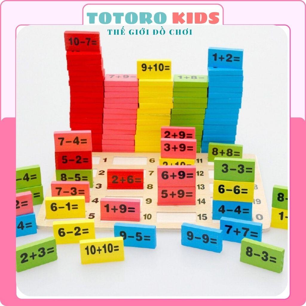 Bộ đồ chơi bằng gỗ Domino 110 quân toán học giáo dục xếp hình lắp ghép thông minh trí tuệ cho bé trai gái