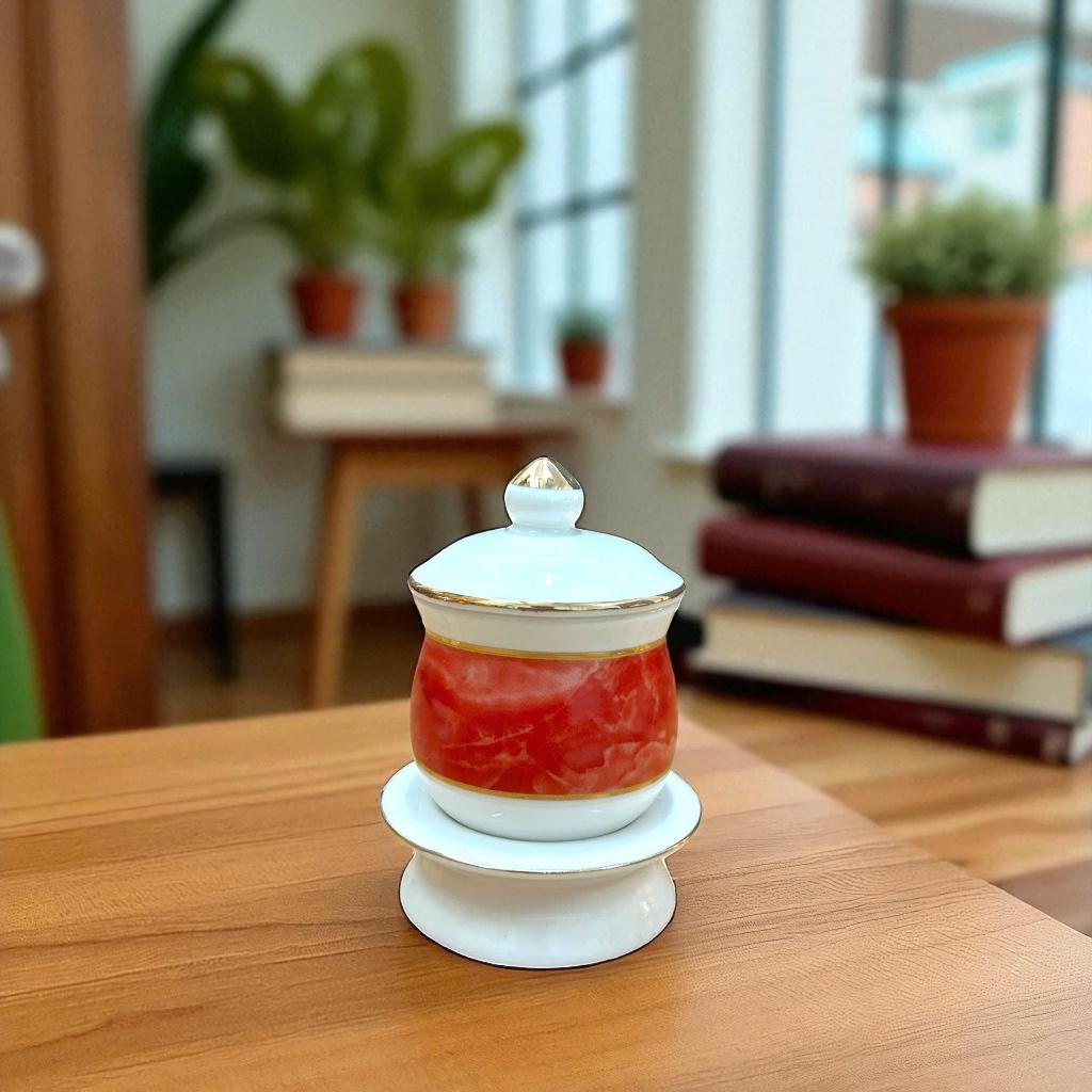 Bộ đồ thờ thần tài RỒNG VIỆT, Bộ đồ sứ men đá đỏ cao cấp, sang trọng