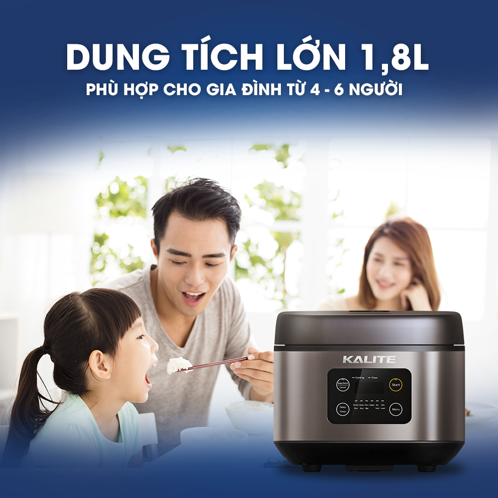 Nồi Cơm Điện Tử KALITE KL-620 Thương Hiệu Úc Công Suất 860W Dung Tích 1.8L 8 Chế Độ Nấu - Hàng Chính Hãng