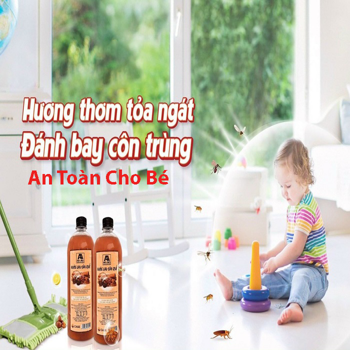 Combo 2 chai nước lau sàn hữu cơ hương quế An An ( 1000ml)| Xua đuổi côn trùng, nhà luôn thơm mát |