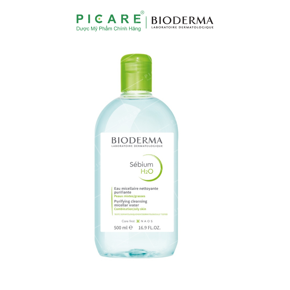 Bộ Sản Phẩm Nước Tẩy Trang Làm Sạch Cho Da Dầu, Mụn Bioderma Sebium H2O 500ml và Gel Rửa Mặt Tạo Bọt 45ml