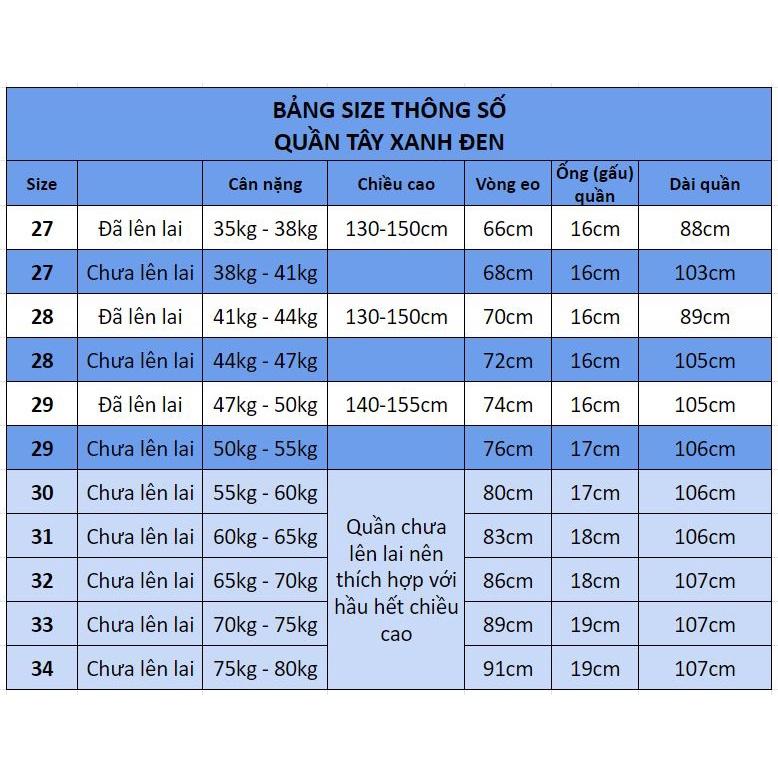 Quần tây nam XANH ĐEN - Quần đồng phục học sinh cấp 3 - Quần tây ôm body, chất co giãn - NH Kids Shop