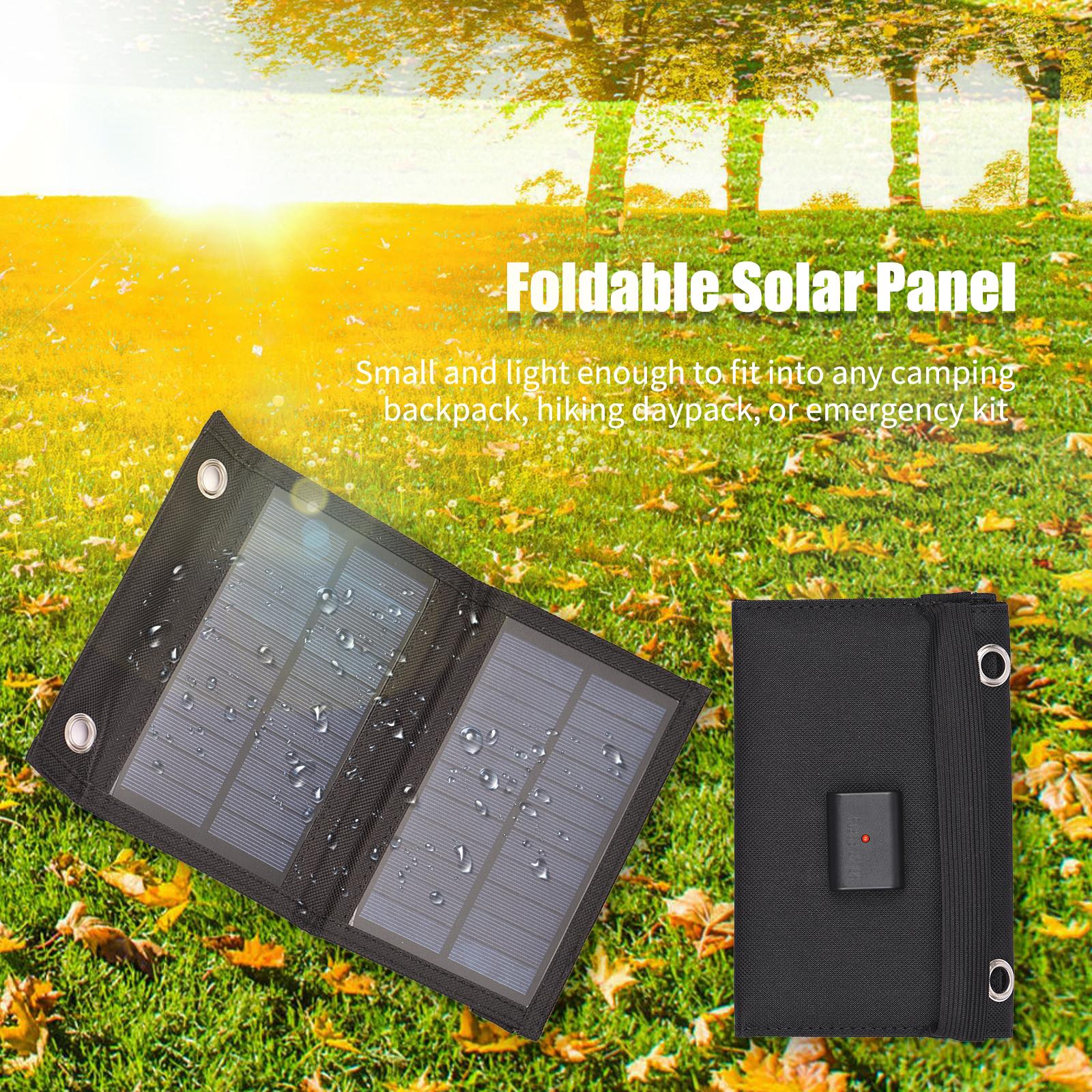 4W Foldable Solar Charger With USB Port 2PCS Carabiner Portable Solar Panel Waterproof Compact Solar Power Phone Charger