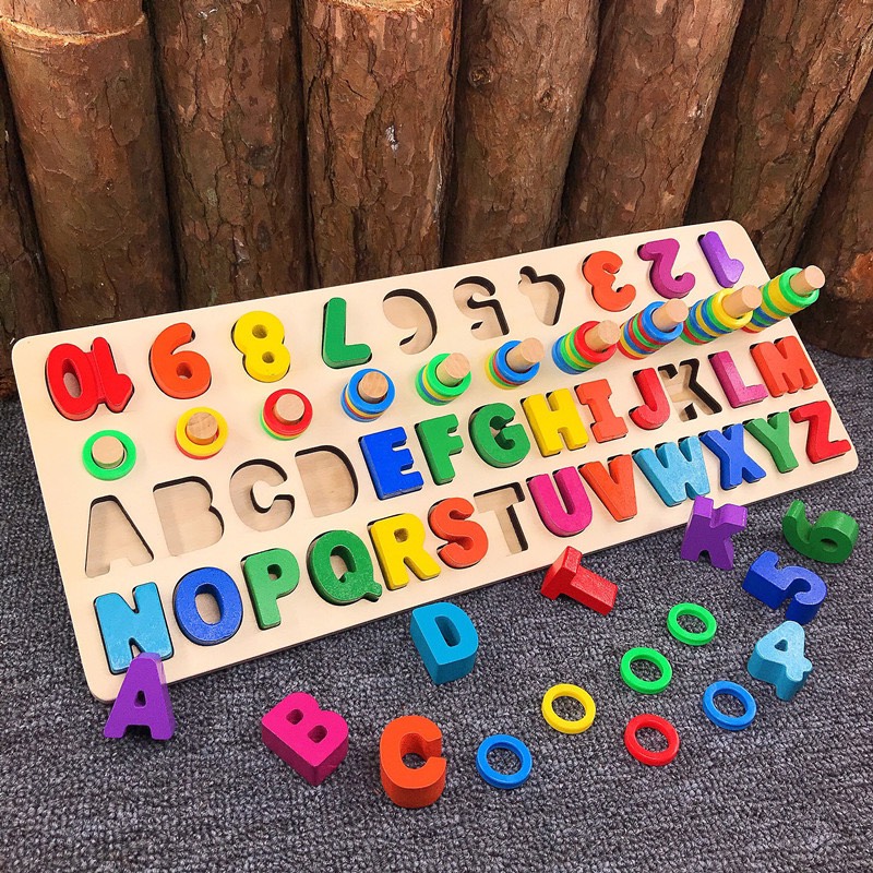Cột tính học đếm số và chữ bằng gỗ đa năng cho bé - Đồ chơi giáo dục SK