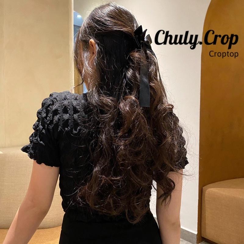 Áo croptop form ôm vải xốp mềm mịn, phong cách tiểu thư sang chảnh