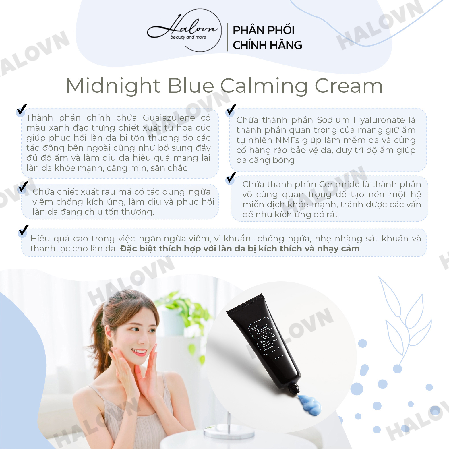 Kem Dưỡng Cấp Ẩm Chuyên Sâu Dear Klairs Midnight Blue Calming Cream 60ml