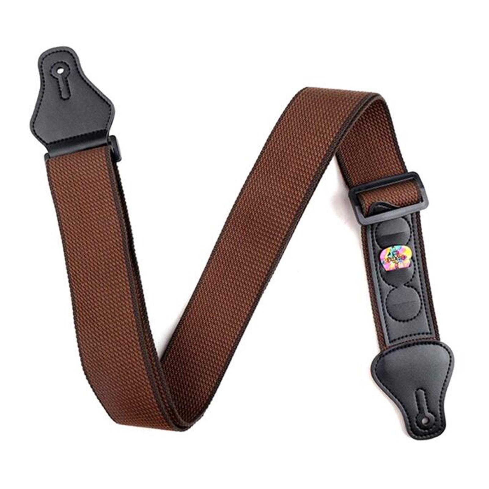Guitar Strap with Pick Holders, Comfort PU Leather Ends, Universal Adjustable Guitar Shoulder Straps Belts