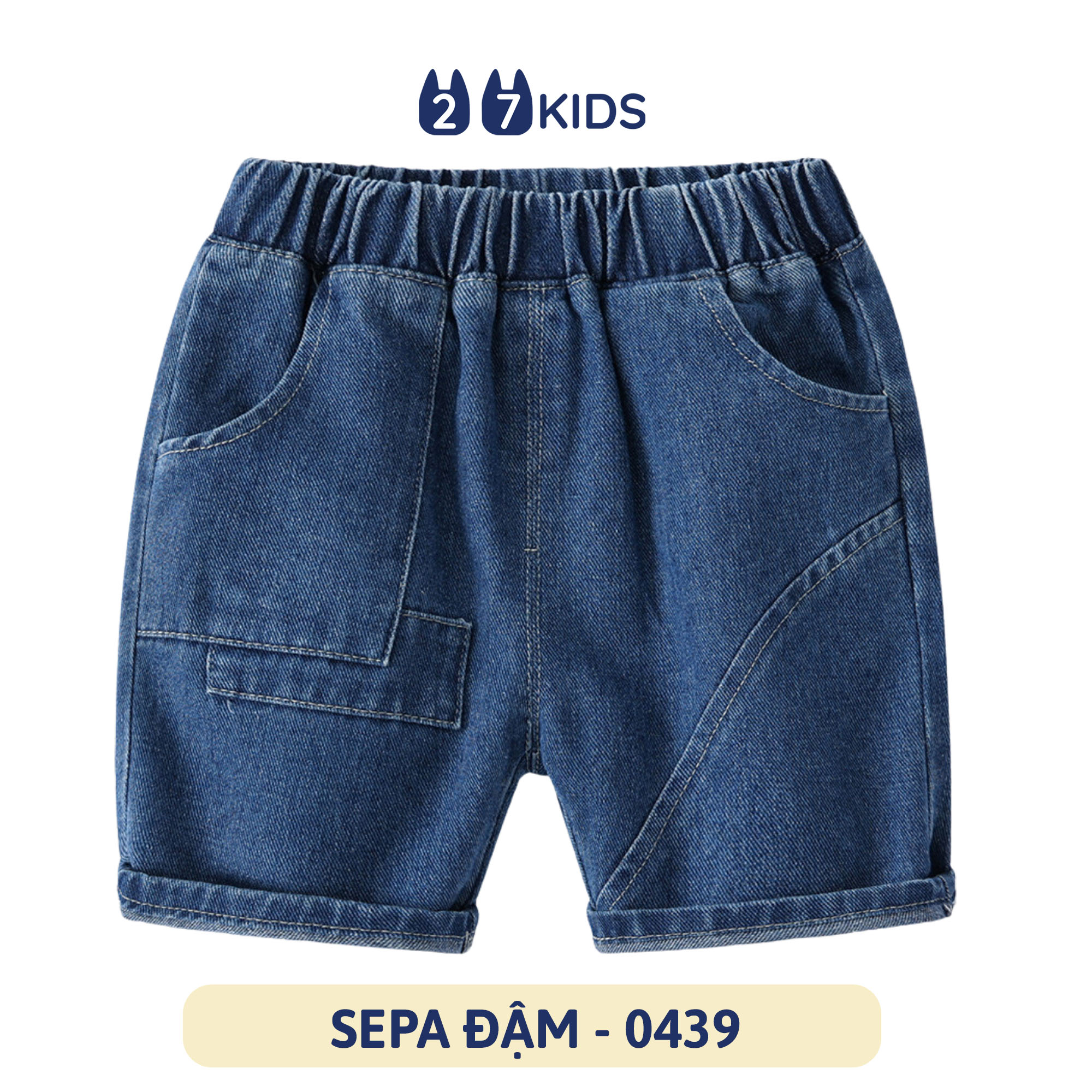 Quần short jean bé trai 27Kids WELLKIDS Quần đùi bò mềm lưng chun nam cho trẻ từ 2-8 tuổi BSJE2