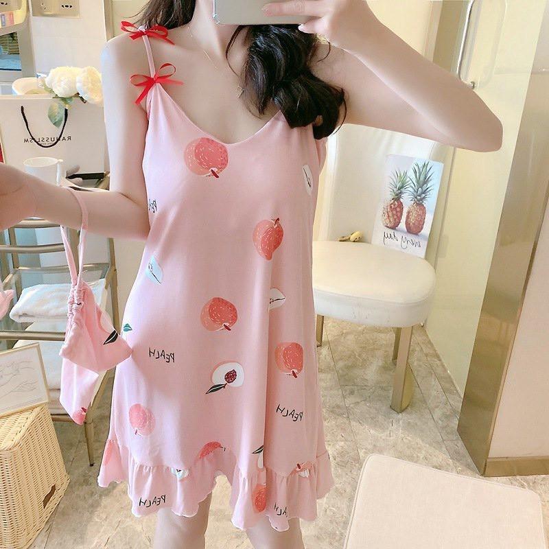 Váy Ngủ 2 dây dễ thương, chất thun mềm mát, mặc nhà, mặc ngủ tặng kèm bịt mắt VNHT80