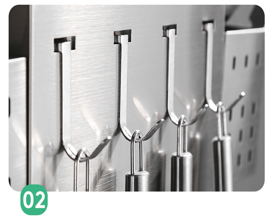 Kệ treo dao đũa thìa nhà bếp full inox cao cấp - Kệ để dao đũa muỗm dán tường full inox - kệ treo đồ nhà bếp inox cao cấp