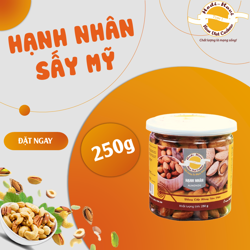 Hạnh nhân sấy Hodi - NaVi hũ nhựa 250g