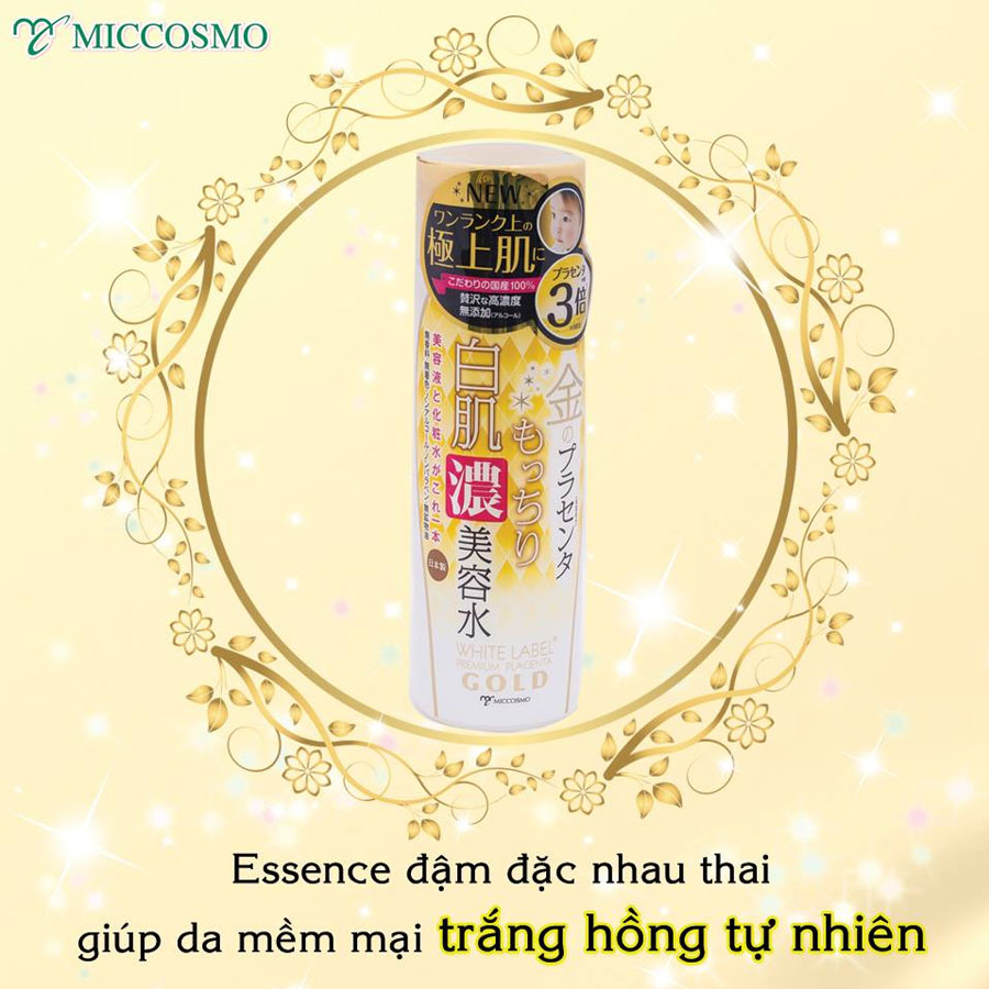 Tinh Chất Essence Đậm Đặc Nhau Thai Và Collagen Dưỡng Da Trắng Mịn Mờ Thâm Sạm Ngăn Ngừa Lão Hóa Từ Nhật Bản White Label Premium Placenta Rich Gold Essence