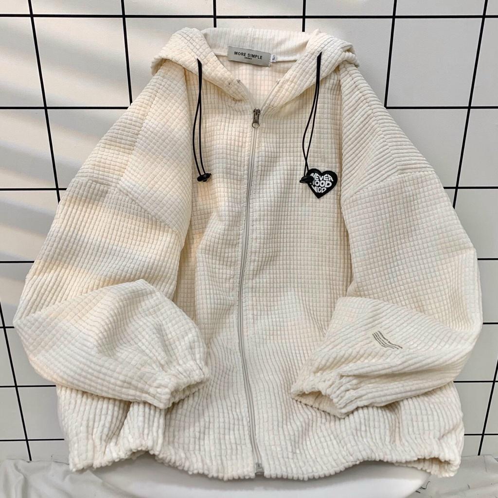 Áo Khoác Dây Kéo VIGO Jacket Vải Nhung Nổi Form Rộng Ulzzang Unisex