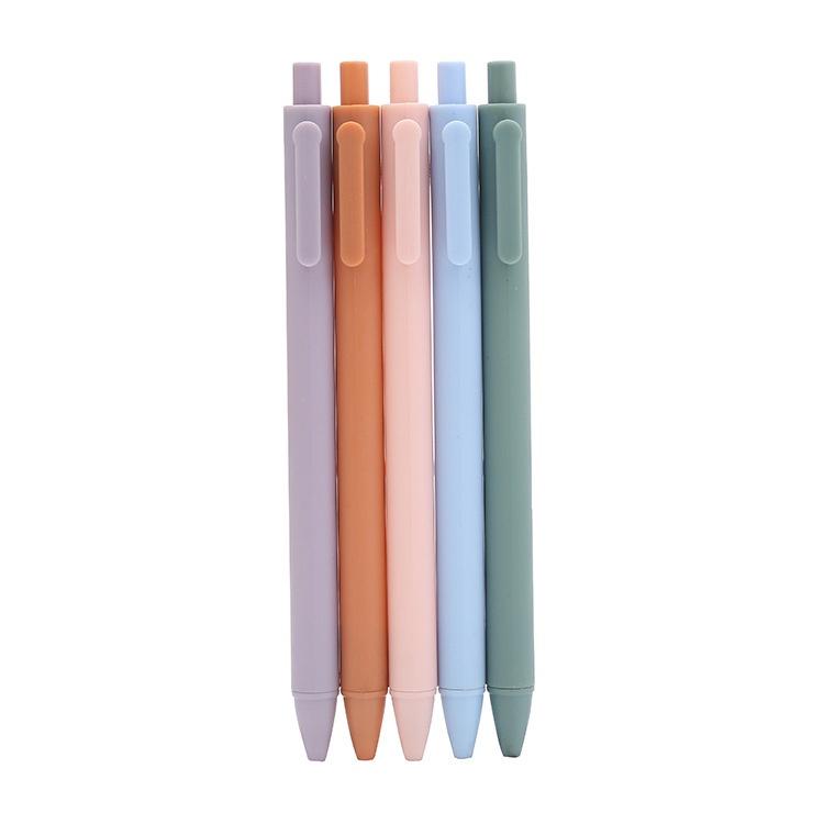 Bút gel bấm mực đen 5 màu pastel Nhám 0.5mm màu xinh xắn