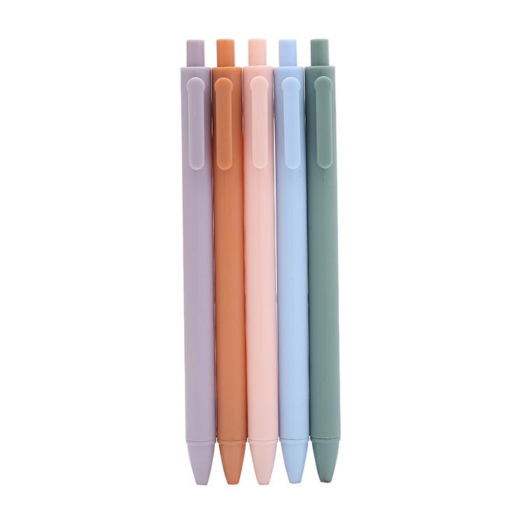 Bút gel bấm mực đen 5 màu pastel Nhám 0.5mm màu xinh xắn