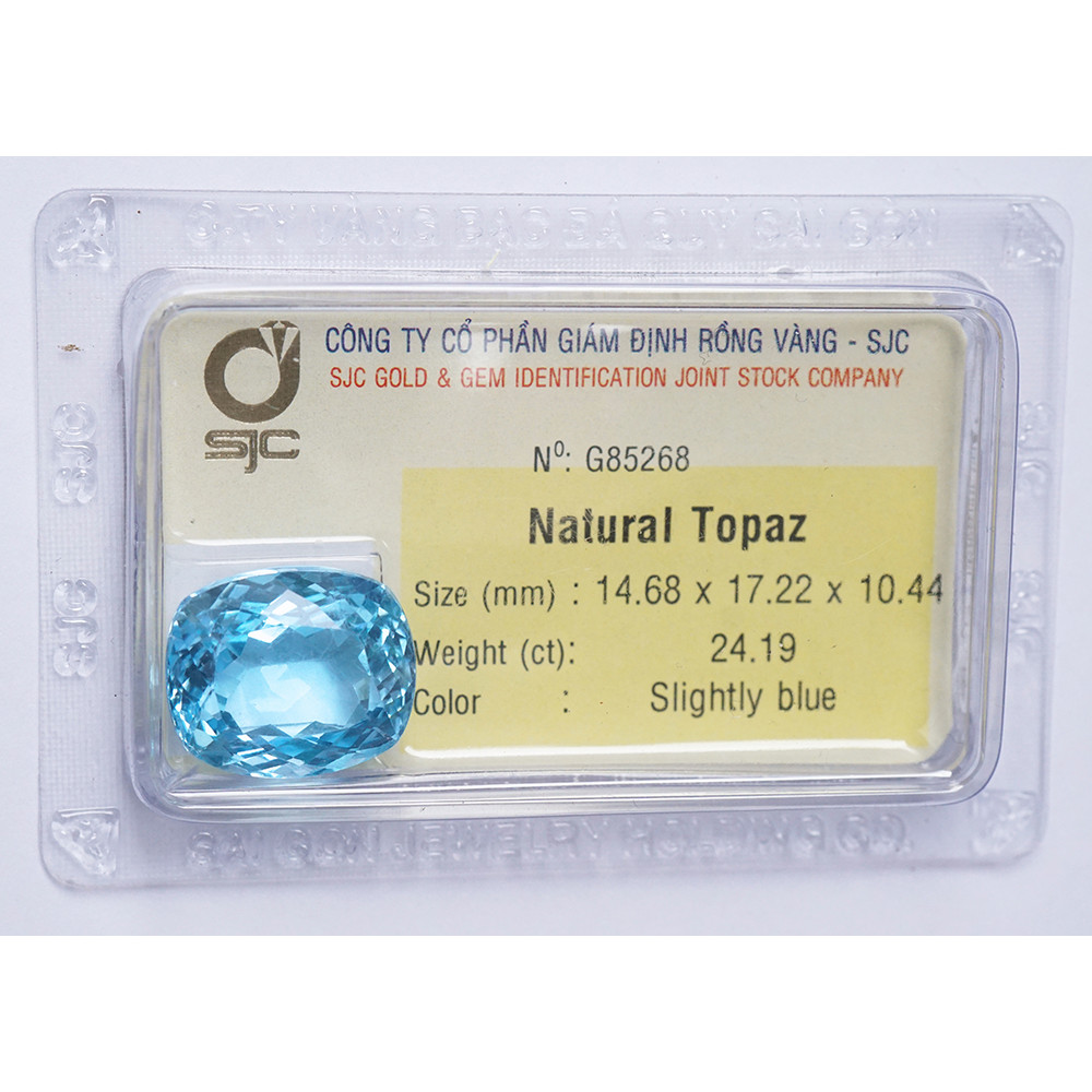 Viên đá kiểm định Topaz tự nhiên mài giác vuông - chữ nhật - 85268