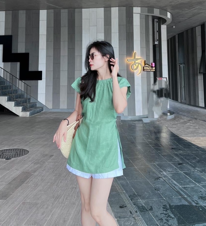 ĐẦM SET ÁO XANH MINT PASTEL + QUẦN NGẮN LƯNG CAO GIẢ VÁY CHỮ A SHORT ĐI TIỆC ĐI CHƠI NOEL DẠO PHỐ GIÁNG SINH ĐI BIỂN