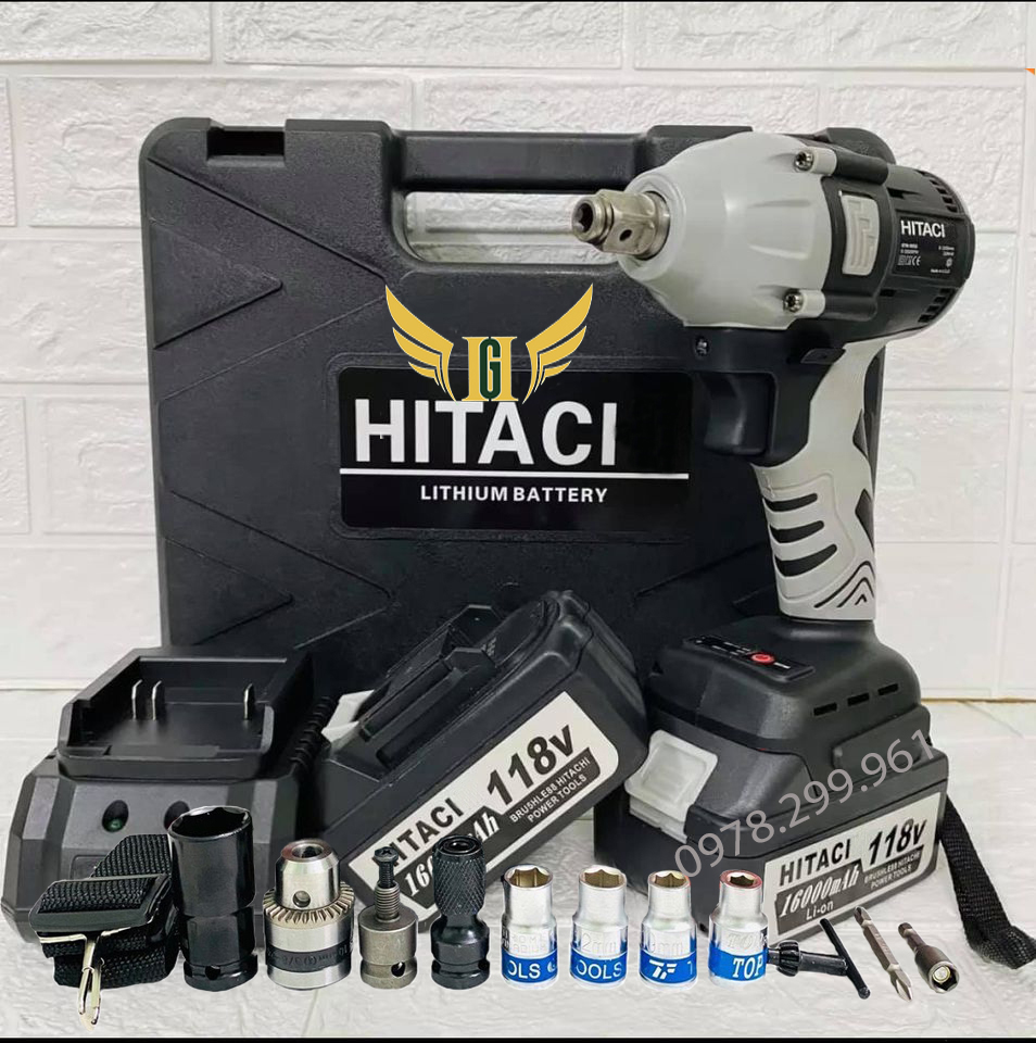 Máy siết bulong 198v bộ 1 pin tặng kèm chuyển vít