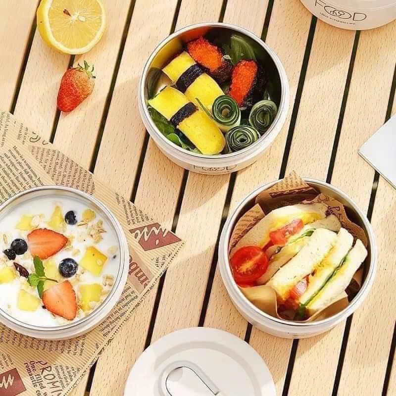 Hộp Cơm Giữ Nhiệt 3 Tầng Lunch Box Kèm Muỗng Đũa Và Túi Đựng Tiện Lợi