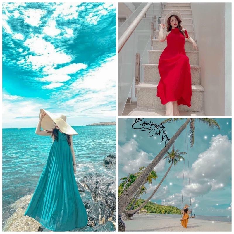 Đầm Maxi Lụa Dập Ly 3 màu Mixiz House