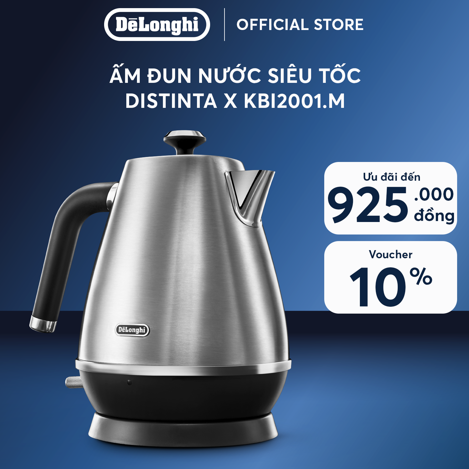 [Hàng chính hãng] Ấm đun nước siêu tốc DeLonghi Distinta X KBI2001.M