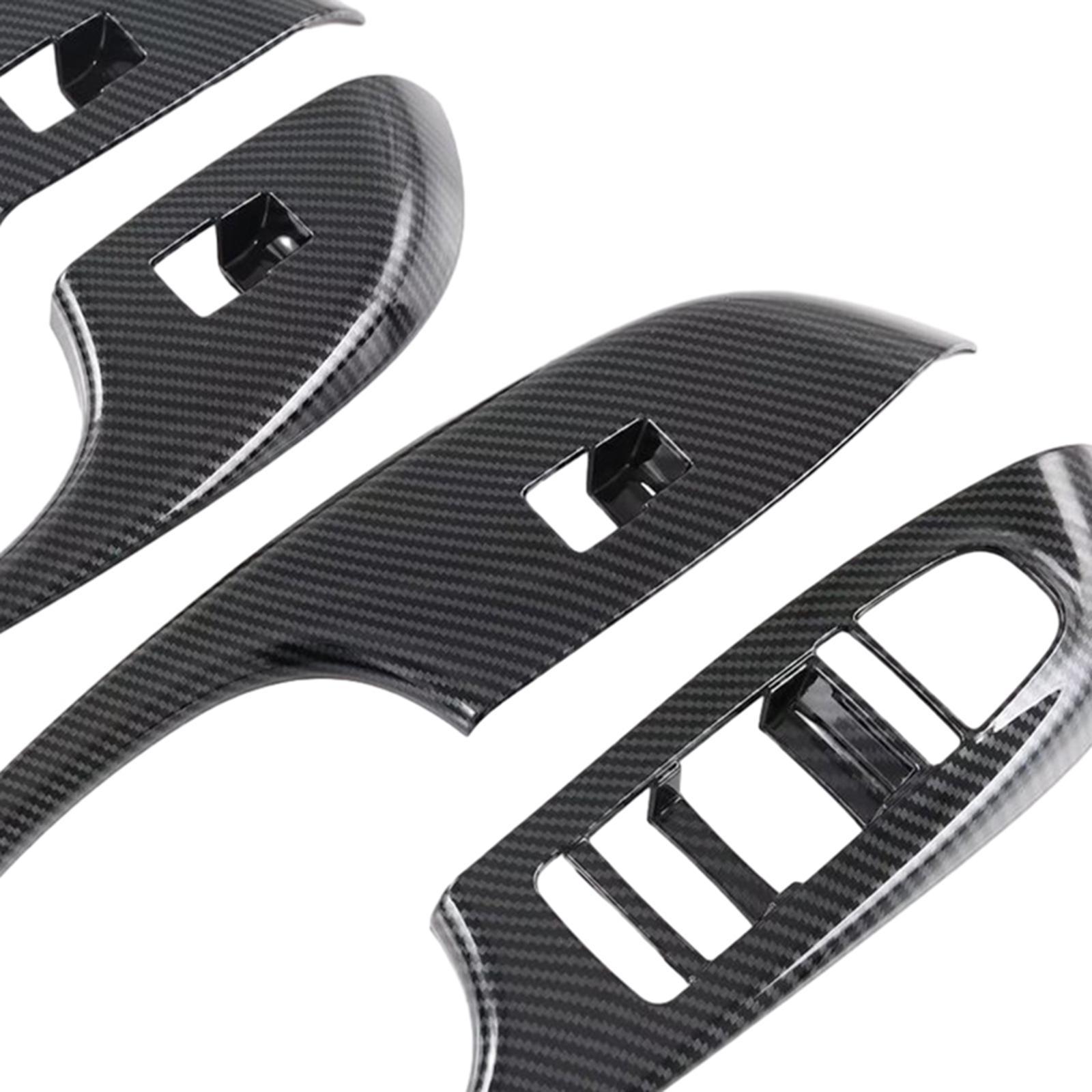 4x Car Window Lift Switch Cover, Carbon Fiber, Durable ,Protection Sticker Accessories Window Switch Panel Decor for Atto 2